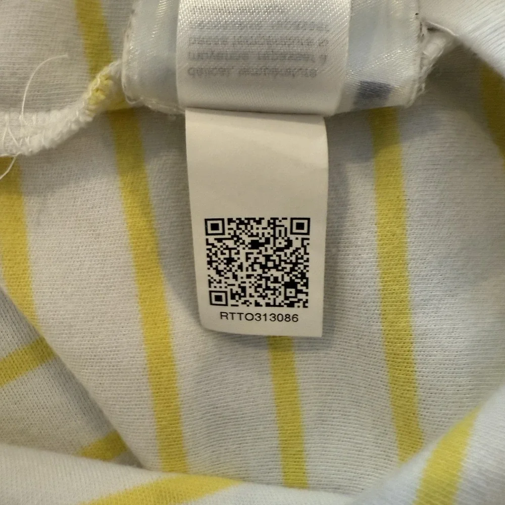 Tommy Hilfiger Men's‎ Large Polo Shirt White Yellow Stripes Blue Collar